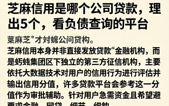芝麻信用是哪个公司贷款,理出5个不看负债查询的平台