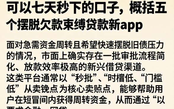 可以七天秒下的口子，概括五个摆脱欠款束缚贷款新app