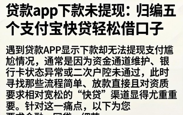 贷款app下款未提现，归纳五个支付宝快贷轻松借口子