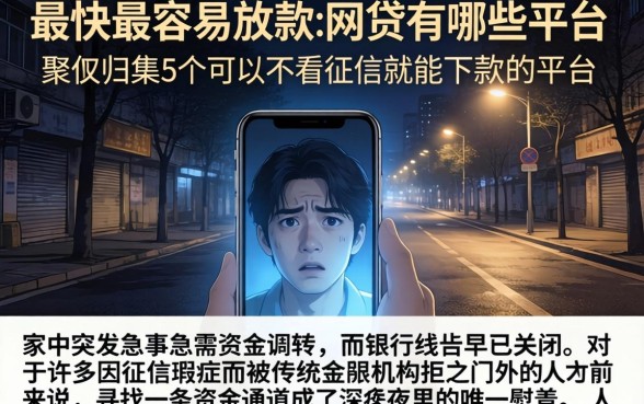 最快最容易放款的网贷有哪些平台，归集5个可以不看征信就能下款的平台