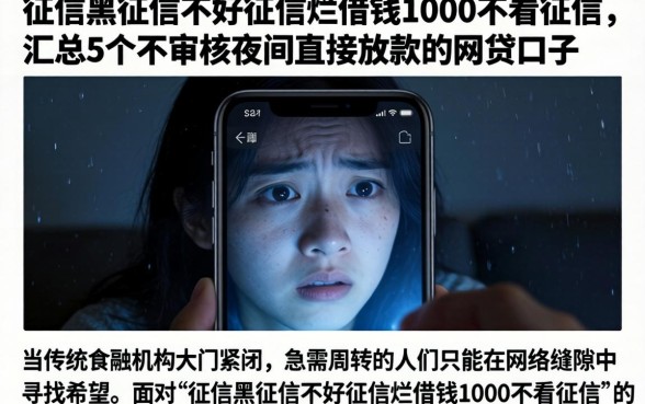 征信黑征信不好征信烂借钱1000不看征信，汇总5个不审核夜间直接放款的网贷口子