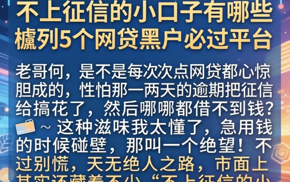 不上征信的小口子有哪些，胪列5个网贷黑户必过平台