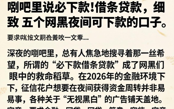 贴吧里说必下款的借条贷款,细致阐述五个网黑夜间可下款的口子