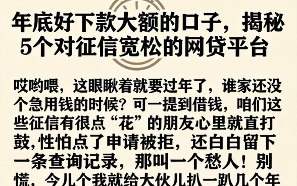 年底好下款大额的口子，揭秘5个对征信宽松的网贷平台