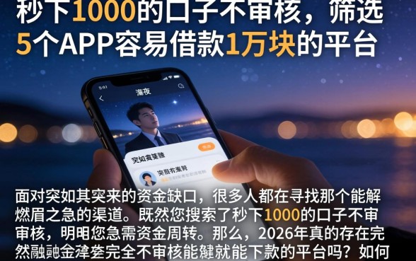 秒下1000的口子不审核，筛选5个APP容易借款1万块的平台