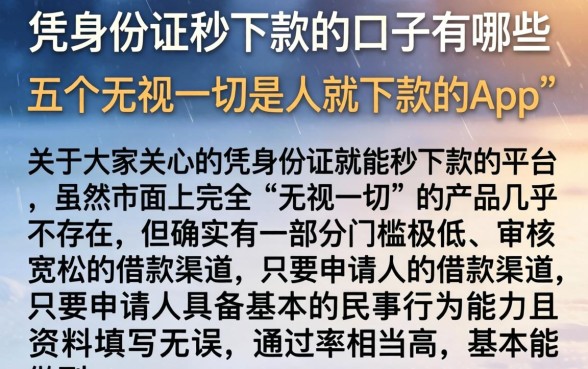 凭身份证秒下款的口子有哪些，详尽说明五个无视一切是人就下款的app