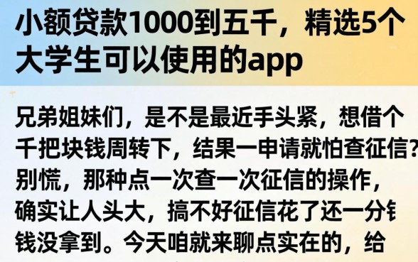 小额贷款1000到五千，精选5个大学生可以使用的app