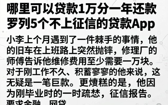 哪里可以贷款1万分一年还款，罗列5个不上征信的贷款app
