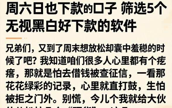 周六日也下款的口子,筛选5个无视黑白好下款的软件
