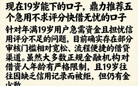 现在19岁能下的口子，鼎力推荐五个急用不求评分快借无忧的口子
