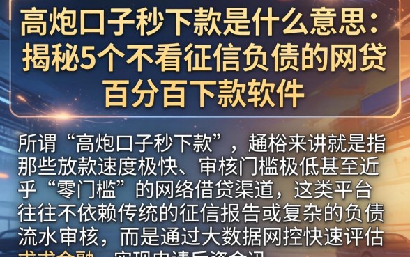 高炮口子秒下款是什么意思,揭秘5个不看征信负债的网贷百分百下款软件