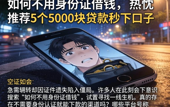 如何不用身份证借钱，热忱推荐5个5000块贷款秒下口子