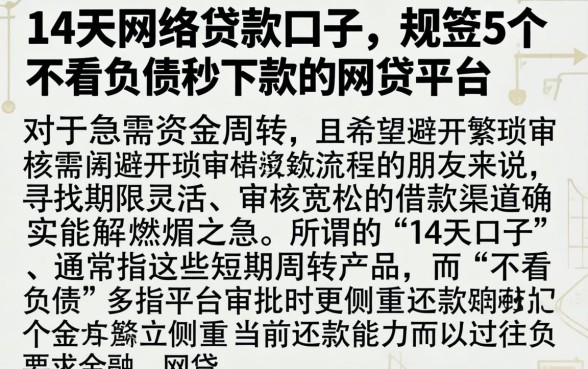 14天的网络贷款口子，规整5个不看负债秒下款的网贷平台
