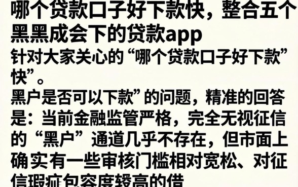 哪个贷款口子好下款快，整合五个黑户可以下的贷款app