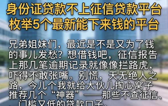 身份证贷款不上征信的贷款平台，枚举5个最新能下来钱的平台