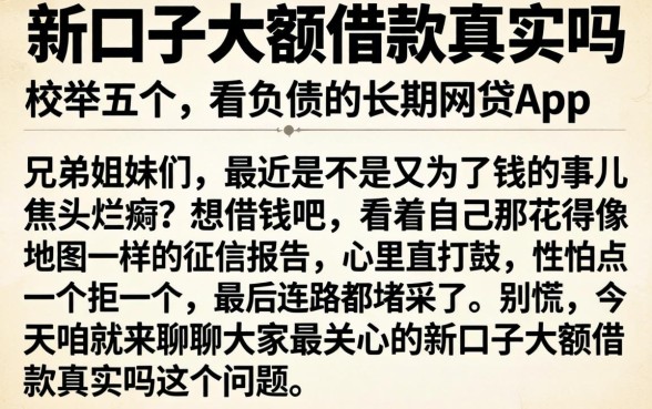 新口子大额借款真实吗，枚举五个不看负债的长期网贷app