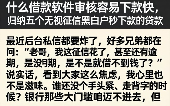 什么借款软件审核容易下款快，归纳五个无视征信黑白户秒下款的贷款
