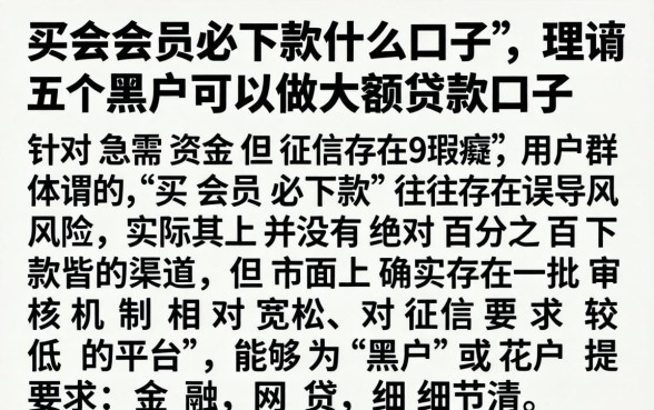 买会员必下款什么口子，理出五个黑户可以做大额贷款口子