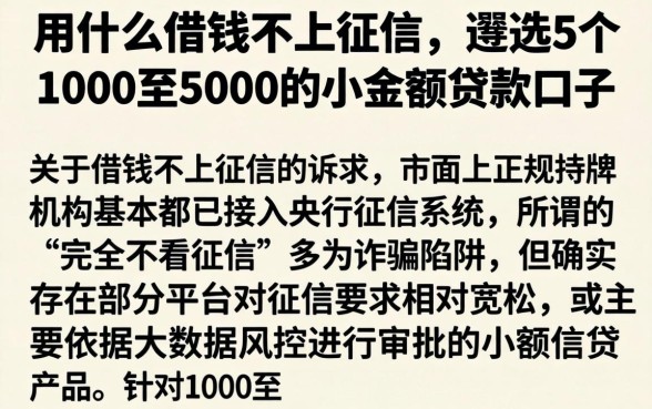 用什么借钱不上征信，遴选5个1000至5000的小额贷款口子