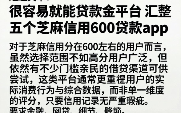 很容易就能贷款的平台，汇整五个芝麻信用600贷款app