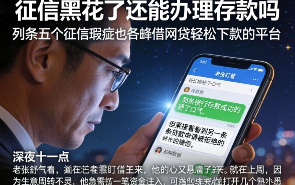 征信黑花了还能办理存款吗，条列五个征信瑕疵也能借网贷轻松下款的平台