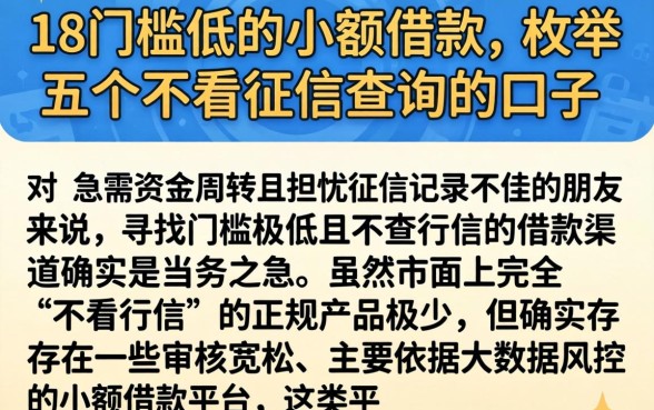 18门槛低的小额借款,枚举五个不看征信查询的口子