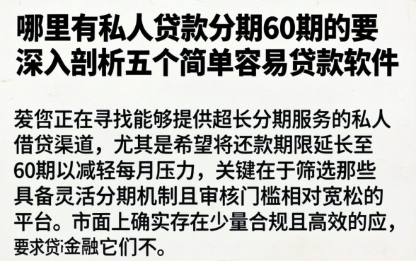 哪里有私人贷款分期60期的，深入剖析五个简单容易贷款软件