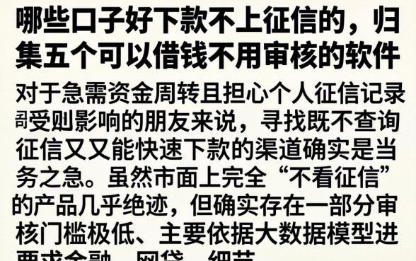 哪些口子好下款不上征信的，归集五个可以借钱不用审核的软件