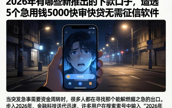 2026年有哪些新推出的下款口子，遴选5个急用钱5000快审快贷无需征信软件