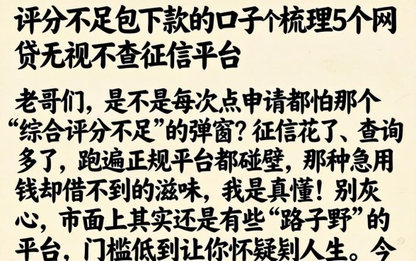 评分不足包下款的口子，梳理5个网贷无视不查征信平台