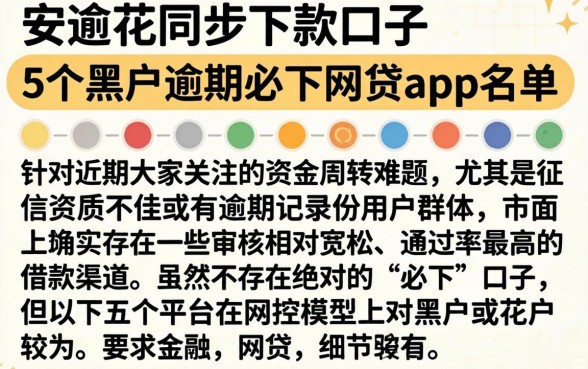 安逸花同步下款的口子，详细阐述5个黑户逾期必下网贷app名单