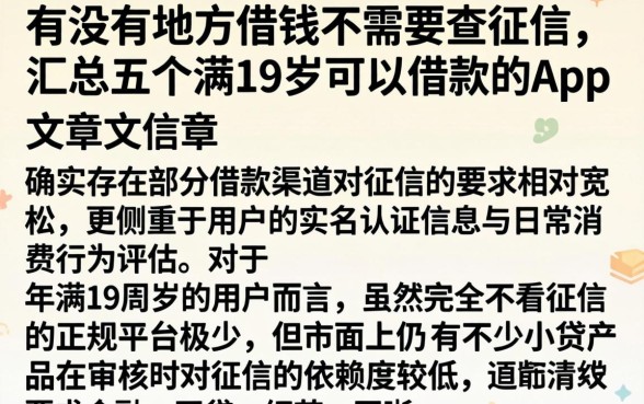 有没有地方借钱不需要查征信，汇总五个满19岁可以借款的app