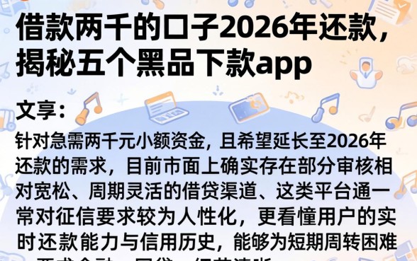 借款两千的口子2026年还款，揭秘五个黑户下款app