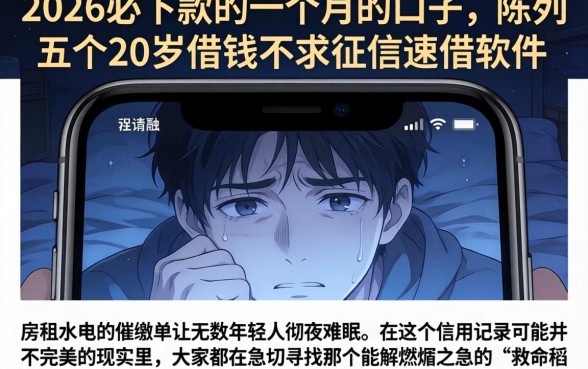 2026必下款的一个月的口子，陈列五个20岁借钱不求征信速借软件