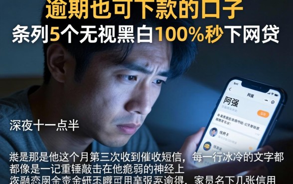逾期也可下款的口子,条列5个无视黑白100%秒下网贷