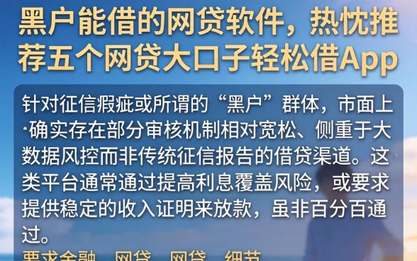 黑户能借的网贷软件，热忱推荐五个网贷大口子轻松借app