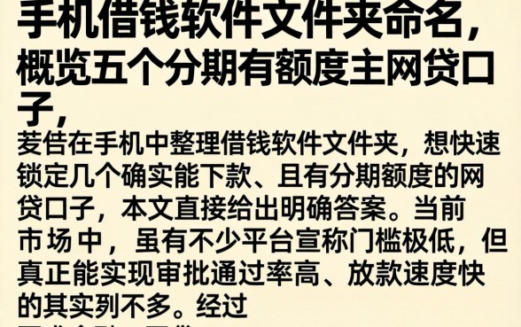 手机借钱软件文件夹命名，概览五个分期有额度的网贷口子