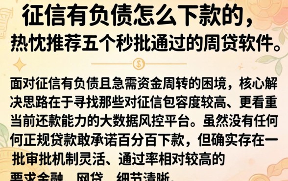 征信有负债怎么下款的，热忱推荐五个秒批通过的网贷软件