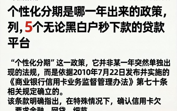 个性化分期是哪一年出来的政策，条列5个无论黑白户秒下款的贷款平台