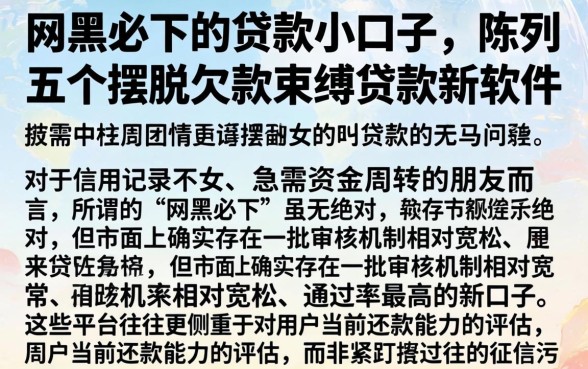 网黑必下的贷款小口子,陈列五个摆脱欠款束缚贷款新软件