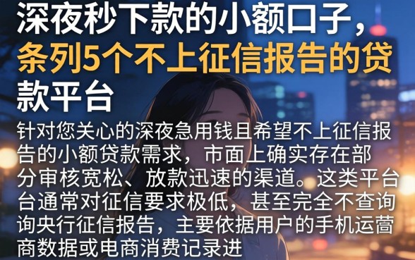 深夜秒下款的小额口子，条列5个不上征信报告的贷款平台