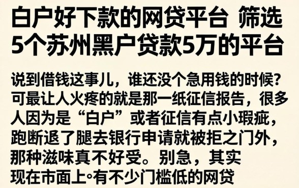 白户好下款的网贷平台,筛选5个苏州黑户贷款5万的平台