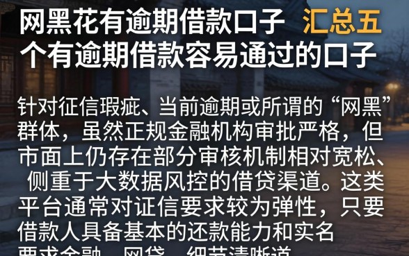网黑花有逾期借款口子，汇总五个有逾期借款容易通过的口子