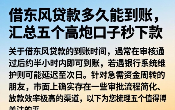 借东风贷款多久能到账，汇总五个高炮口子秒下款