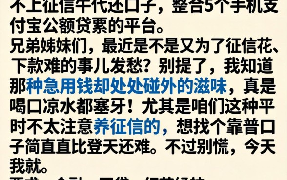 不上征信的代还口子,整合5个手机支付宝小额贷款的平台