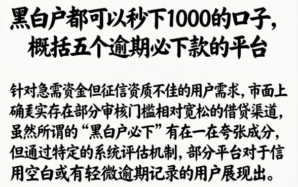黑白户都可以秒下1000的口子，概括五个逾期必下款的平台