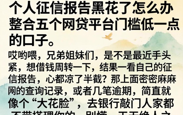 个人征信报告黑花了怎么办，整合五个网贷平台门槛低一点的口子