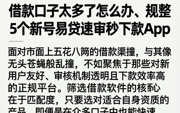 借款口子太多了怎么办，规整5个新号易贷速审秒下款app
