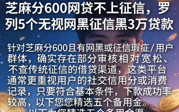 芝麻分600网贷不上征信，罗列5个无视网黑征信黑3万贷款
