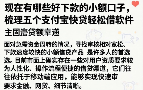 现在有哪些好下款的小额口子，梳理五个支付宝快贷轻松借软件